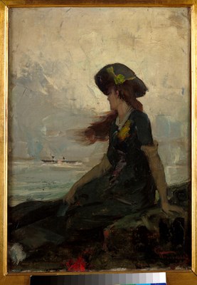 Charles Hermans, Jeune fille au bord de la mer, S. D., Coll. Musée d'Ixelles